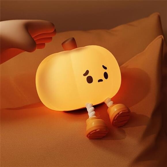 Pumpkin Night Light Halloween LED Silicone Squishy Dimmable Rechargeable Kids - Picture 8 of 8
